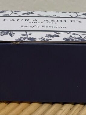 Set of 2  Laura Ashley Blue Floral Ceramic Ramekins NEW